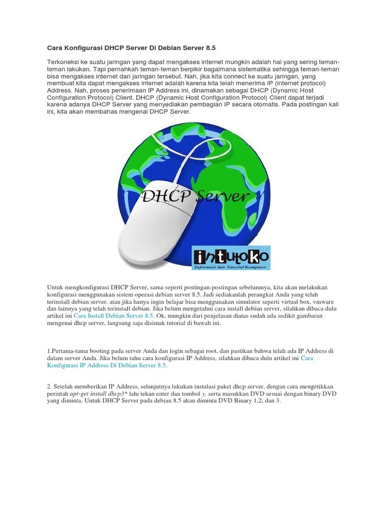 Cara Konfigurasi DHCP Server Di Debian Server 7.8