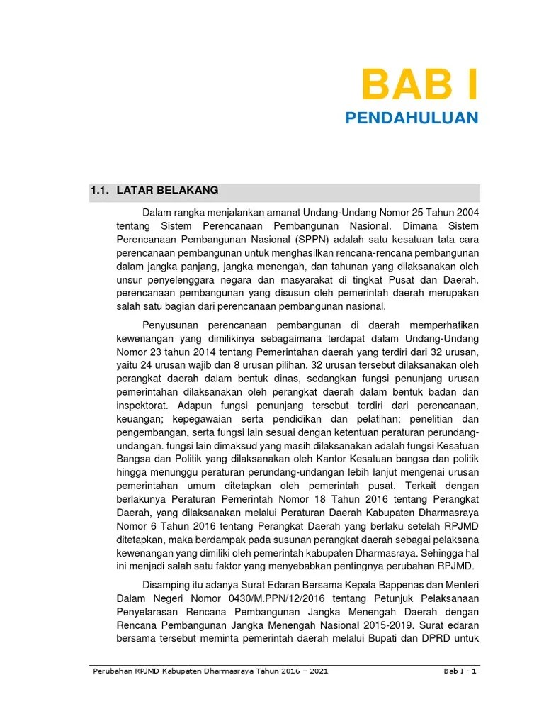 Bab 1 RPJMD | PDF