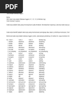 There are three main verb tenses in english: V1 V2 V3 Ving Pdf