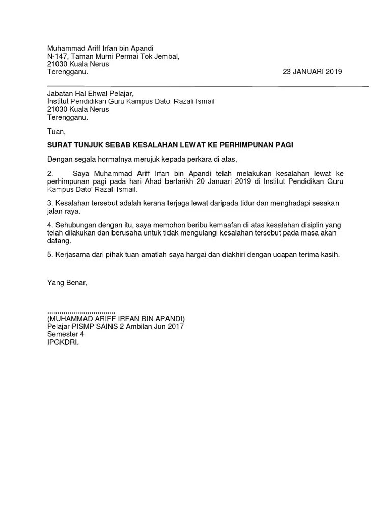 Satu lagi soalan, pada permulaan jawapan, adakah salah jika saya bermula dengan: Surat Tunjuk Sebab Pdf