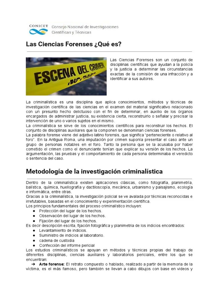 Las Ciencias Forenses ¿Qué Es - Conicet PDF | Descargar Gratis PDF ...