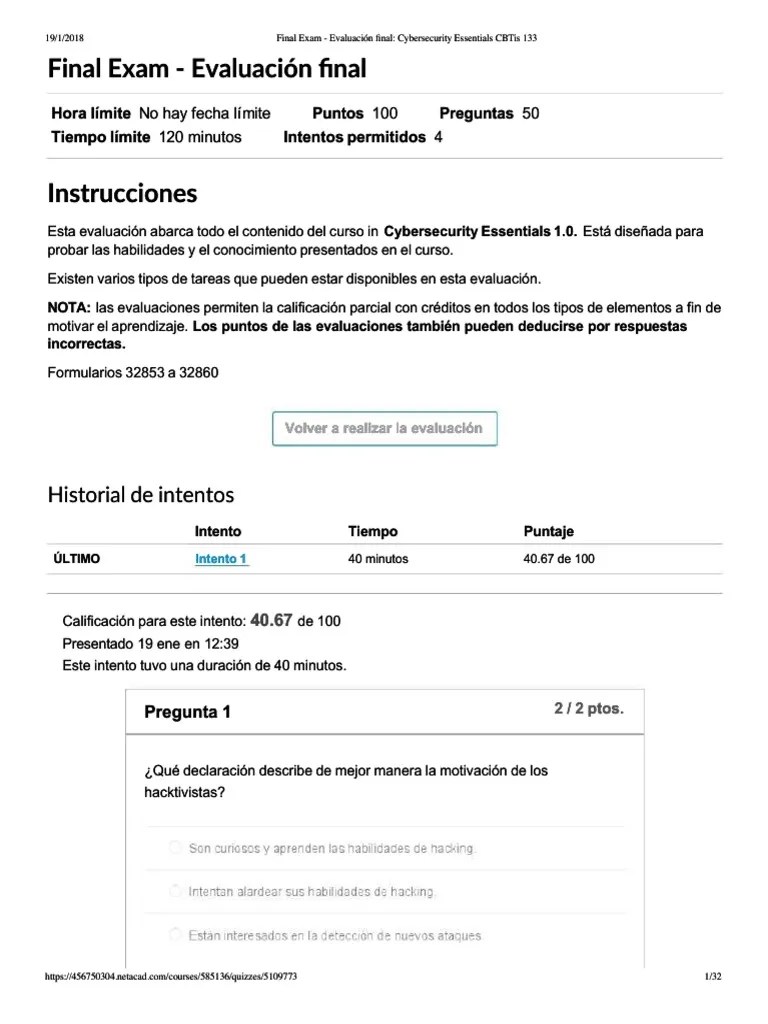 Final Exam Evaluacion Final Cybersecurity Essentia | PDF | Clave (criptografía) | Contraseña