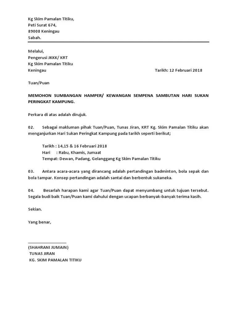 Untuk makluman, dana yang ada setakat ini belum. Surat Memohon Sumbangan Kewangan Pdf
