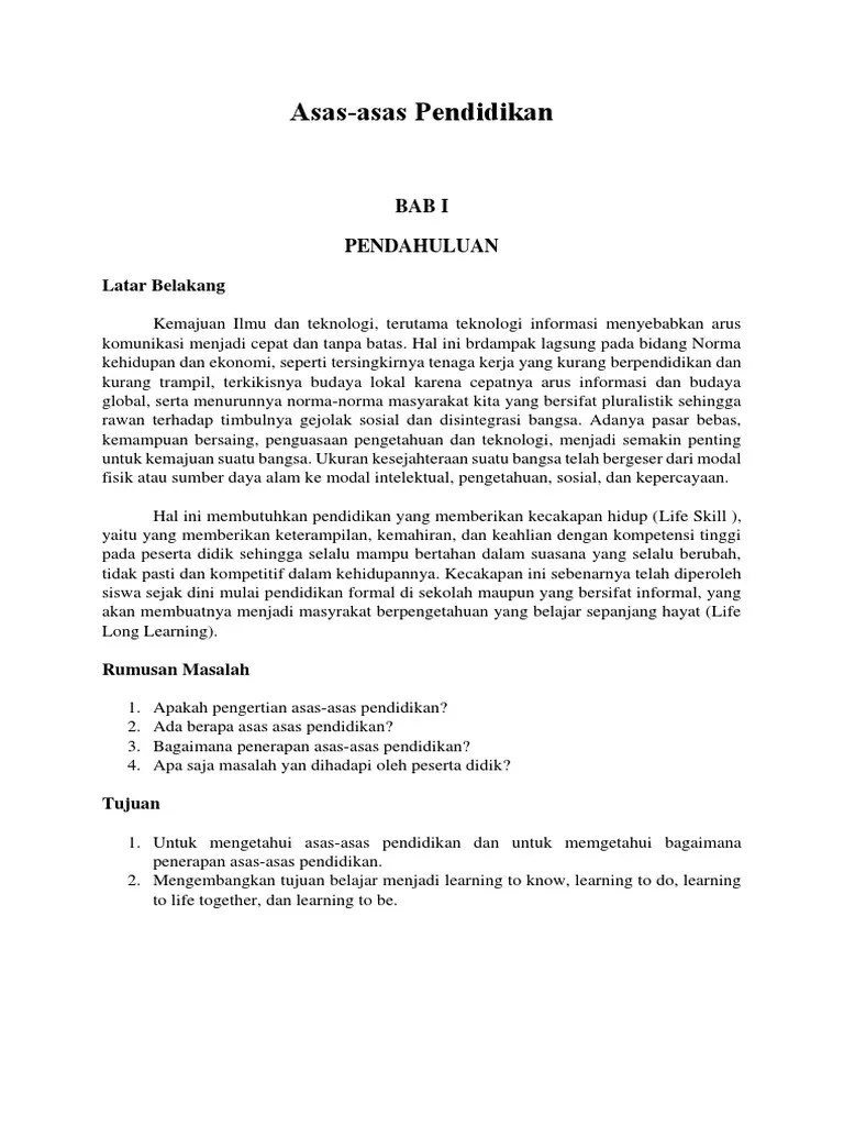 Pendidikan sangatlah penting, sebab dengan. Asas Asas Pendidikan Pdf