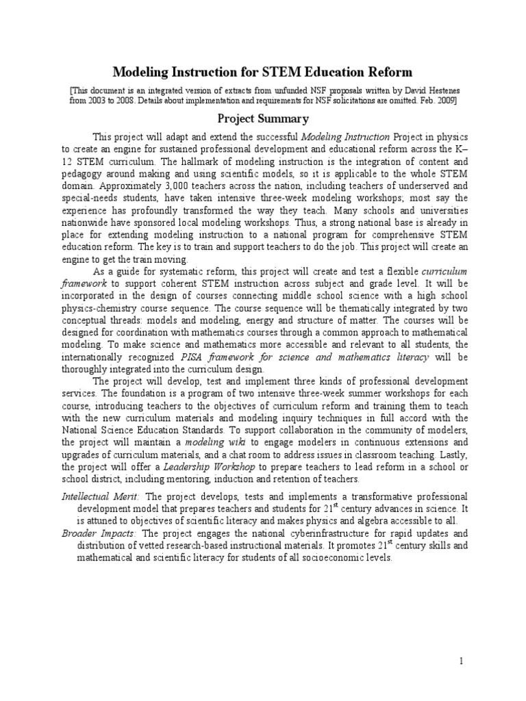 Modeling Instruction For STEM Education Reform: Project Summary | PDF ...