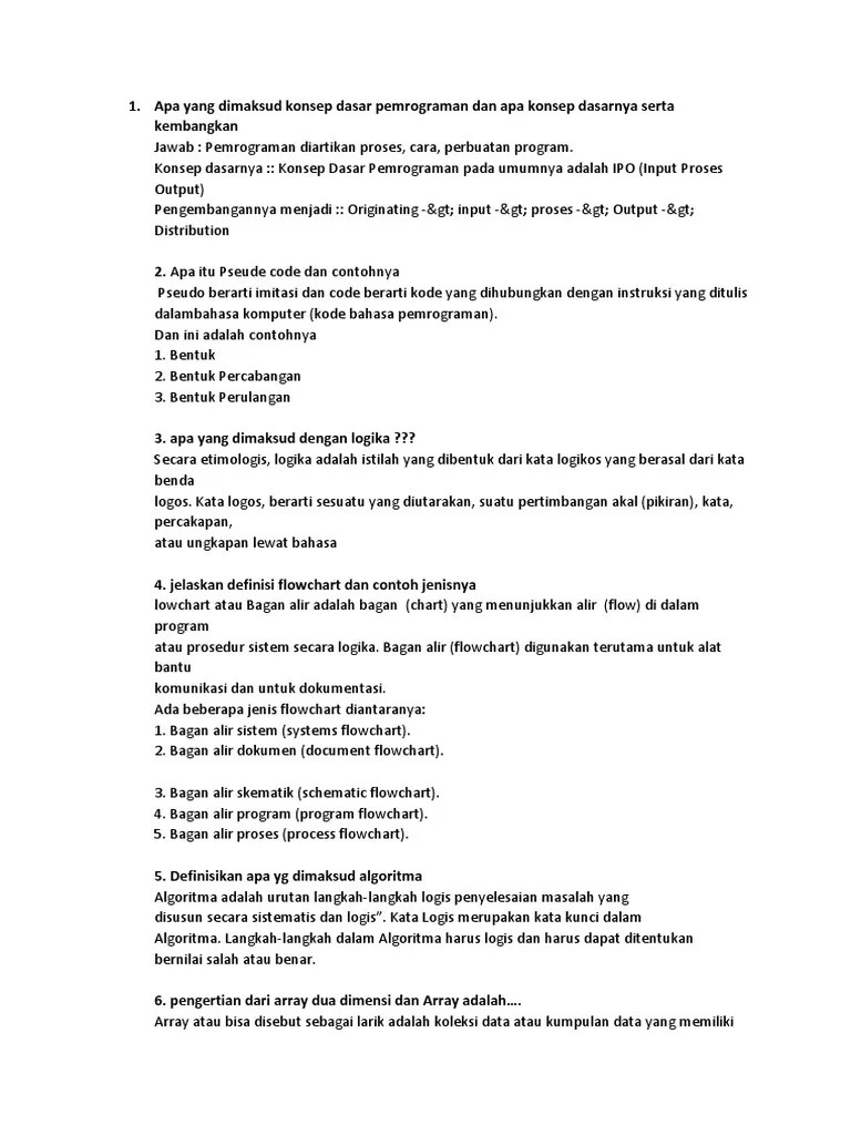 Apa Yang Dimaksud Konsep Dasar Pemrograman Dan Apa Konsep Dasarnya Serta  Kembangkan | PDF