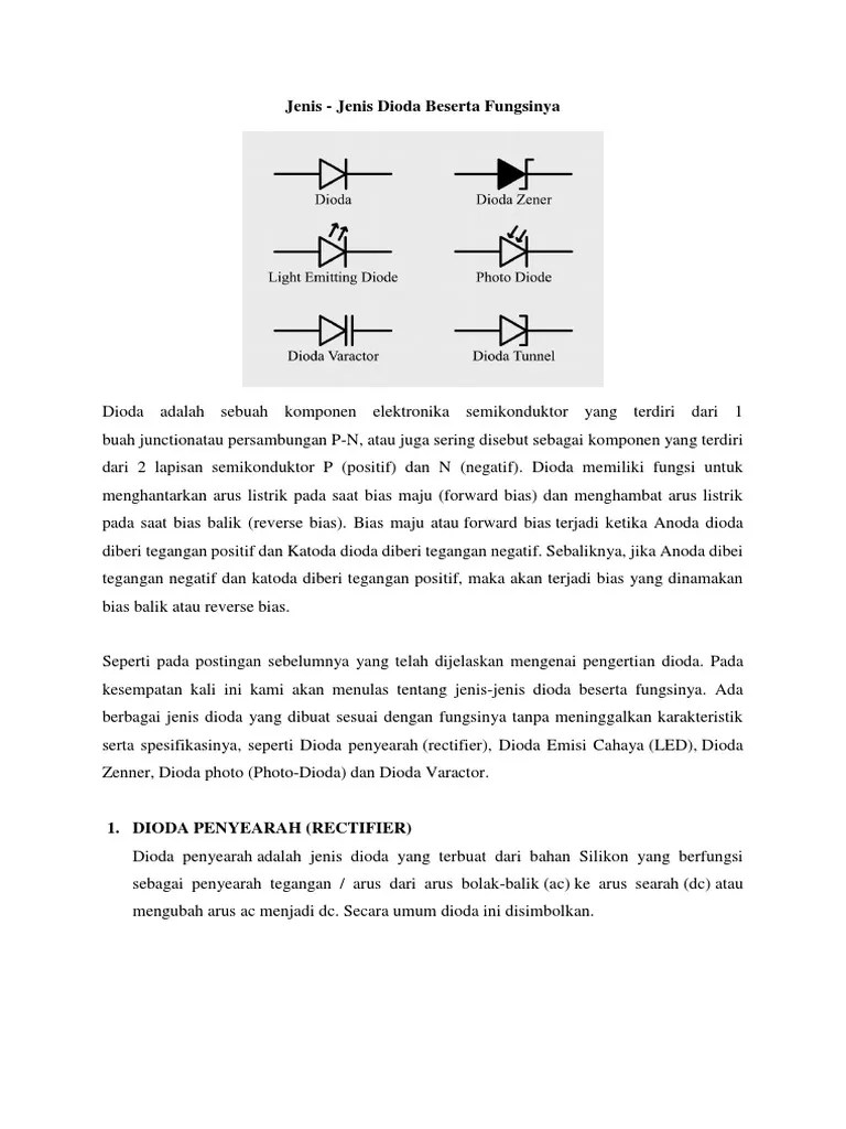 Jenis Jenis Dioda Beserta Fungsinya