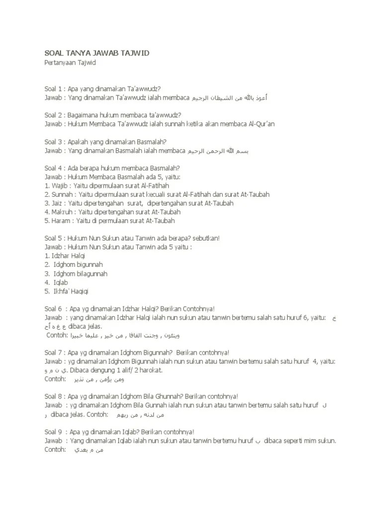 Soal Tanya Jawab Tajwid | PDF