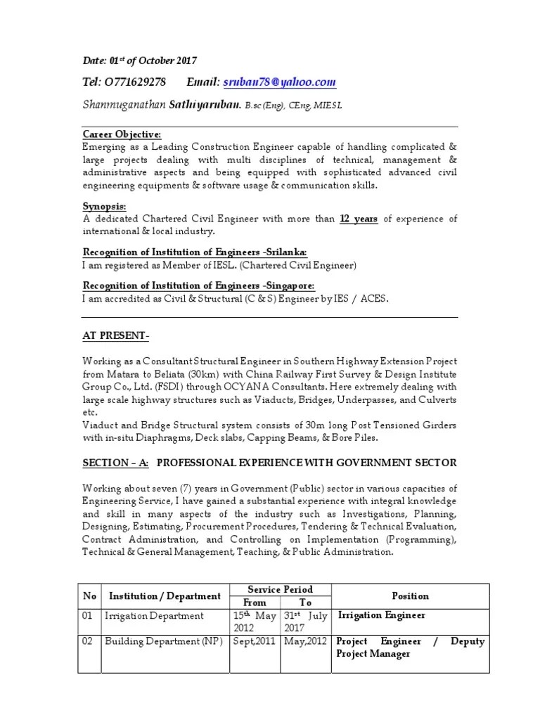S Sathiyaruban Cv 2 Structural Engineering Engineering