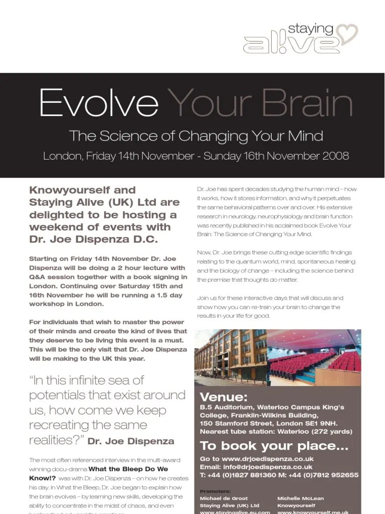 DR Joe Dispenza - 'Evolve Your Brain' 14th - 16th November 2008 London ...