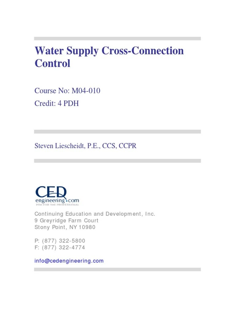 Water Supply Cross Connection Control Download Free Pdf Plumbing