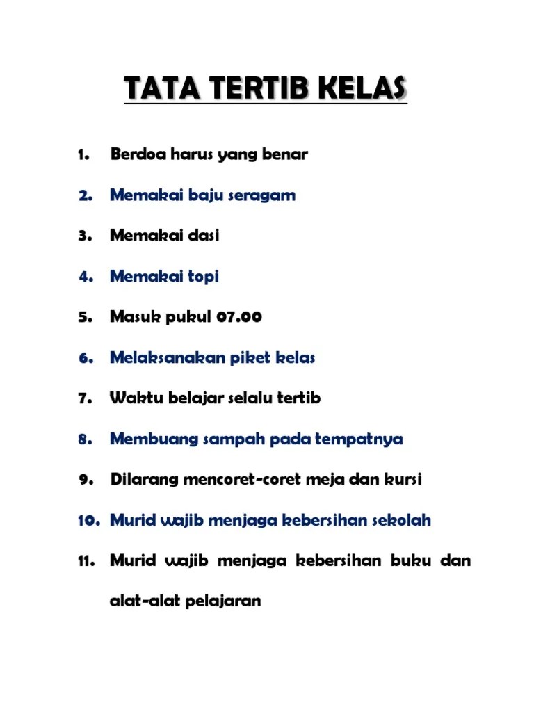 Tata Tertib Kelas | PDF