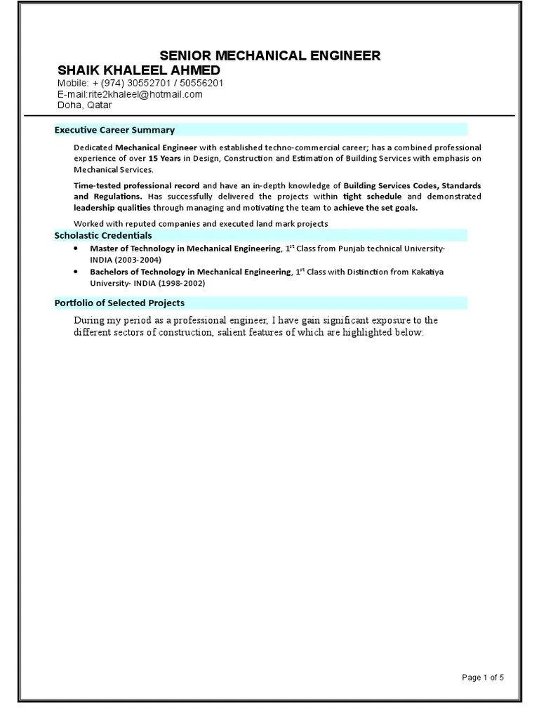 Shaik Khaleel Ahmed Cv Doc Tata Udara Hvac