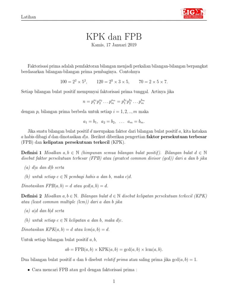 KPK Dan FPB | PDF