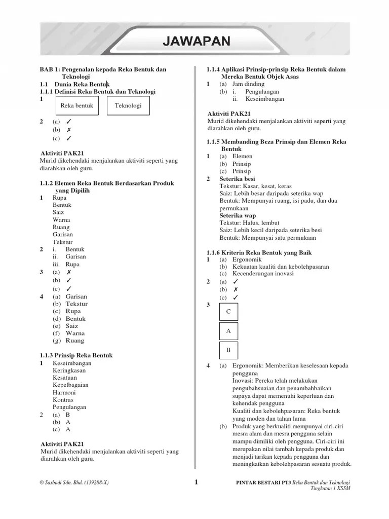 Jawapan Buku Latihan Rbt Tingkatan 2 - Jawapan Modul Aktiviti Pintar Bestari Reka Bentuk Dan Teknologi Tingkatan 2 Pdf