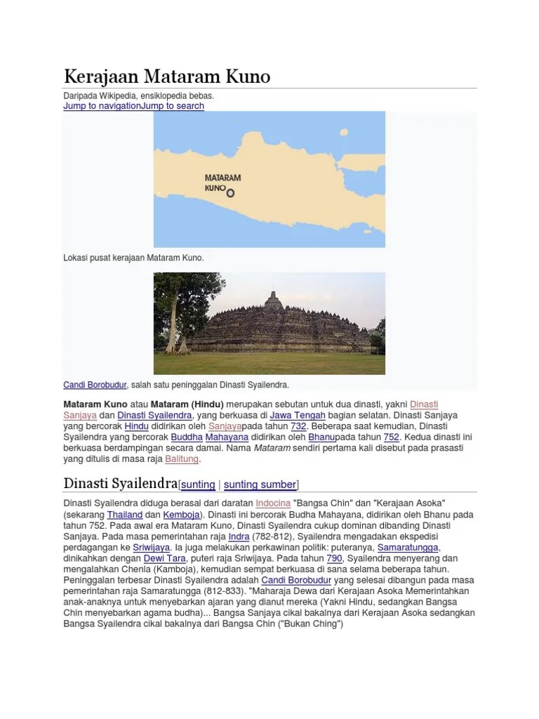 Kerajaan Mataram Kuno | PDF