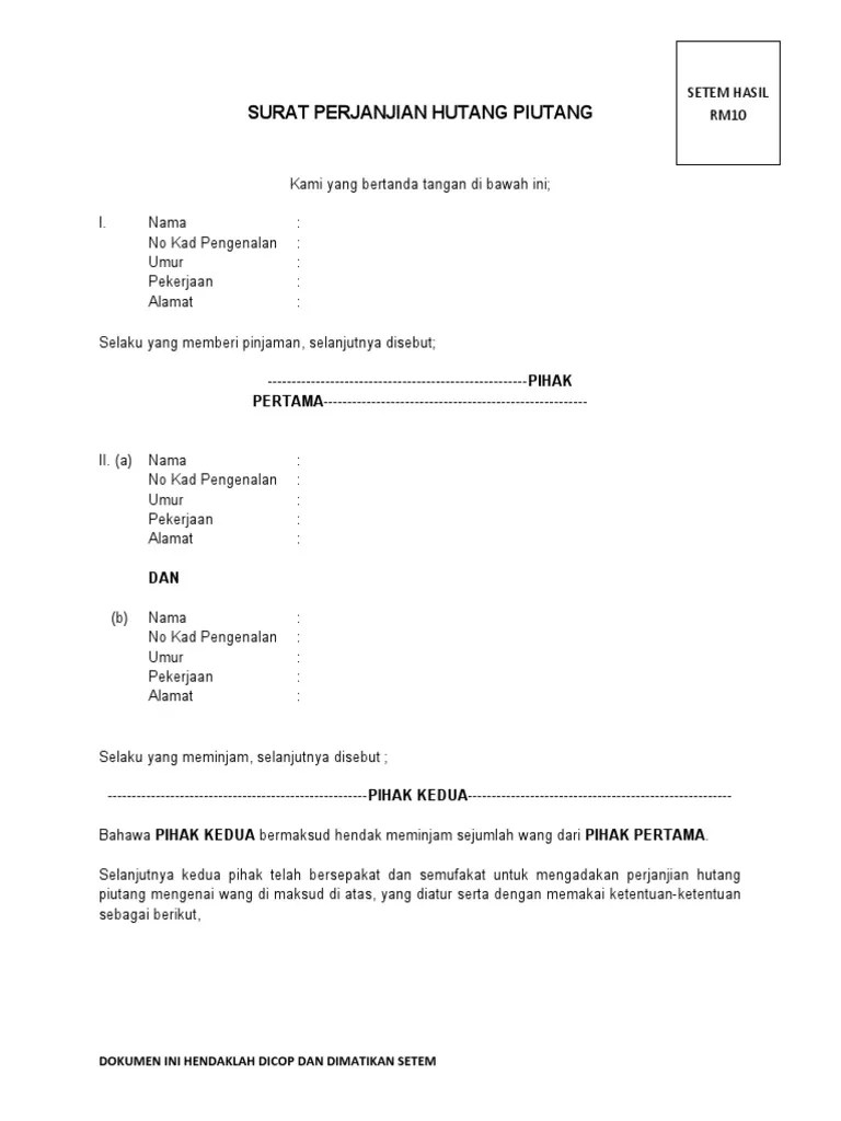 Contoh surat akuan bayar hutang contoh surat. Contoh Surat Aku Janji Bayaran Hutang