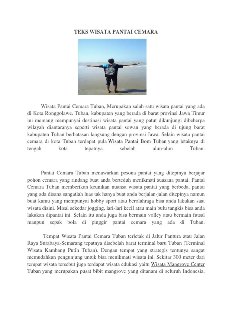 Contoh teks deskripsi tentang wisata di kebumen. Teks Wisata Pantai Cemara Pdf