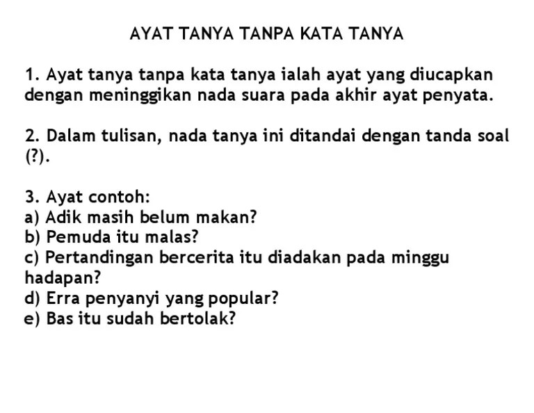 Format dan contoh surat tidak rasmi; Ayat Tanya Tanpa Kata Tanya Lessons Blendspace