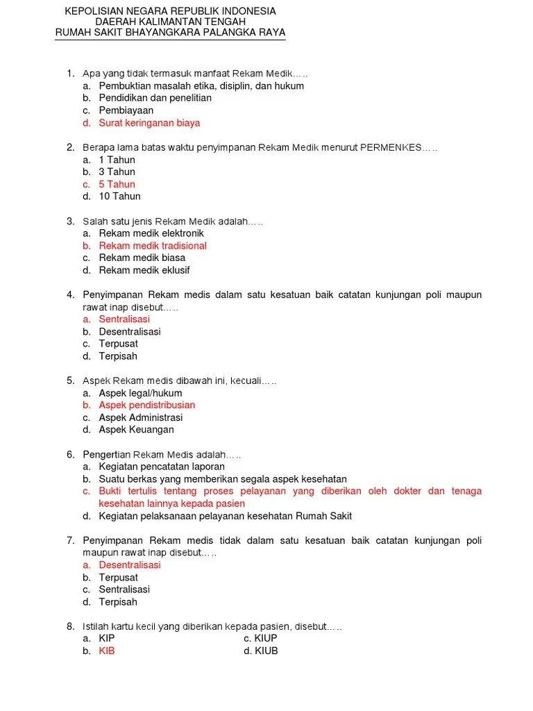 Materi Soal Uji Kompetensi Rekam Medis Jawabanku Id