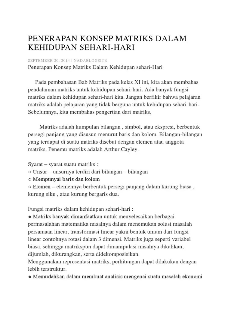 Ingin tahu lebih banyak tentang ayu ting ting? Contoh Soal Penerapan Matriks Dalam Kehidupan Sehari Hari