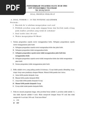 Contoh soal tkd cpns soal tkd soal tpa tes intelegensi umum tiu. Fix Soal Perawat Blud Pkm Teguhan Pdf