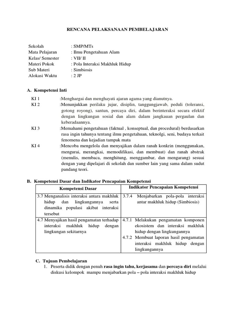 10 soal essay tentang interaksi makhluk hidup dengan lingkungan. Rpp Interaksi Makhluk Hidup Pdf