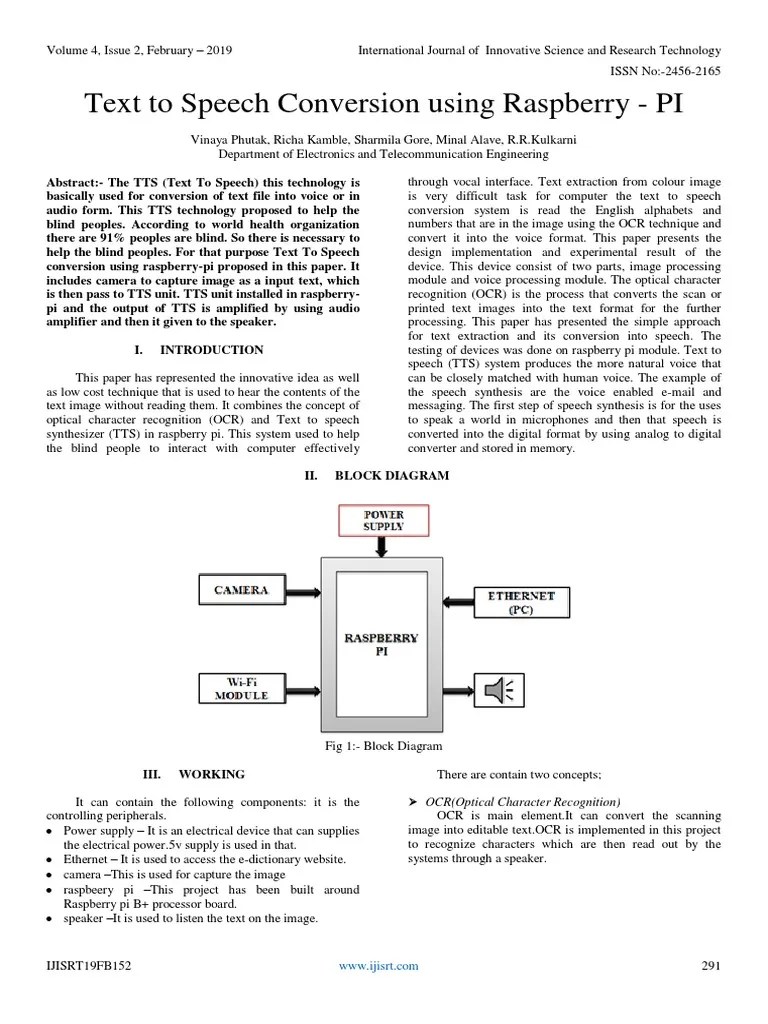 Text To Speech Conversion Using Raspberry - PI | PDF