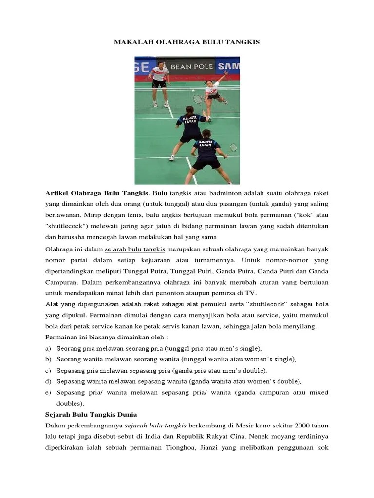 18+ Makalah Cabang Olahraga Bulu Tangkis