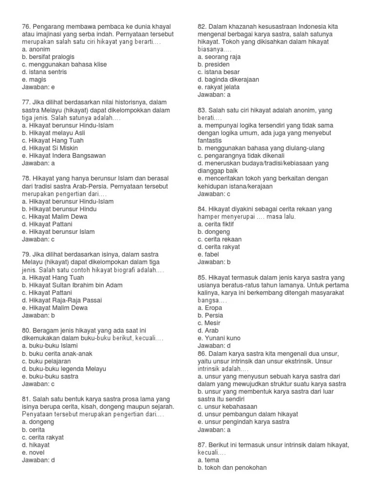 (uas) pilihan ganda kelas 9 smp semester 2 bahasa indonesia. Kunci Soal Bindo Cerita Rakyat Kls 10 Semester 1 Pdf