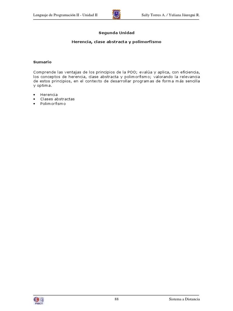 Unidad Ii PDF | PDF | Herencia (Programación Orientada A Objetos ...