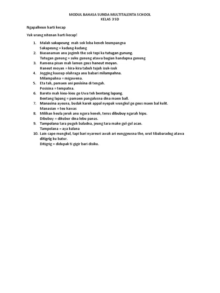 Soal sd kelas 1 semester 2 bahasa indonesia soal sd ips kelas 1 semester 2 soal sbmptn untuk soshum 2015 soal sd bahasa inggris kelas 4. Modul Basa Sunda Kelas 3 Pdf