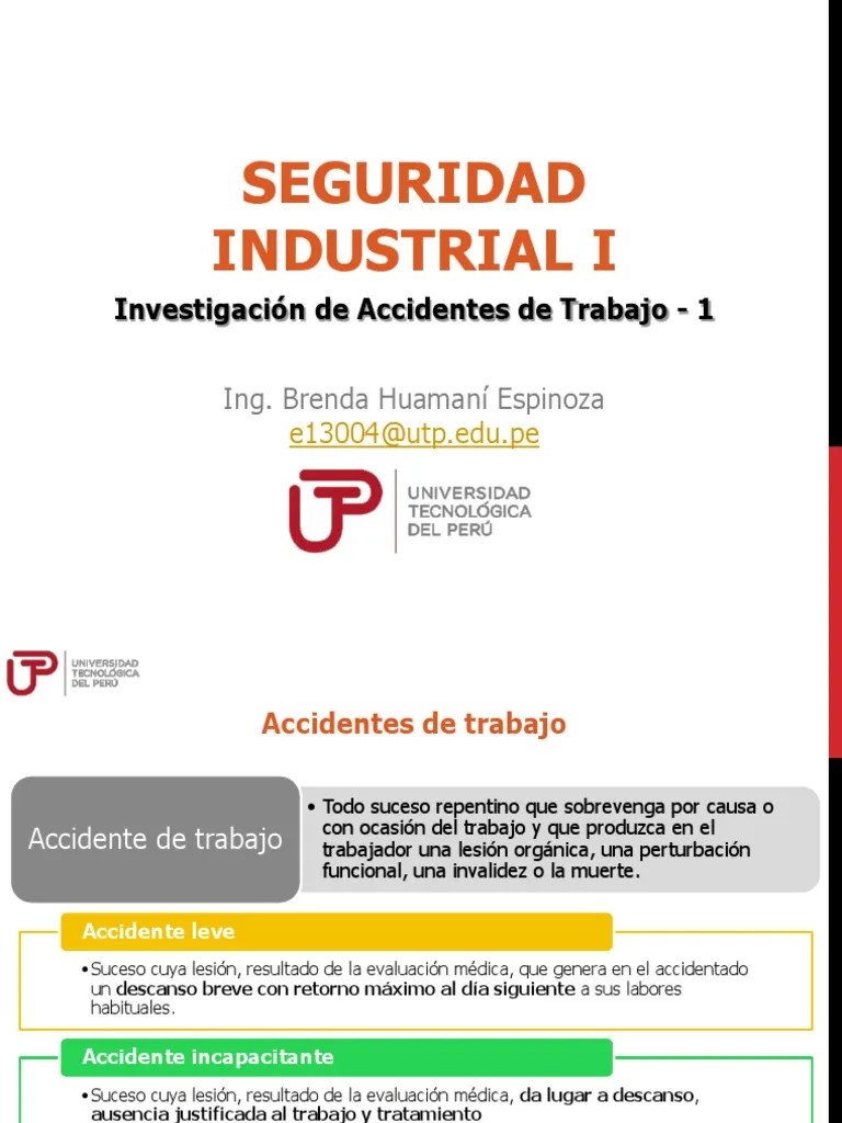 Semana 6-1 - Investigación De Accidentes De Trabajo - Parte 1 | PDF | Bienestar | Medicina