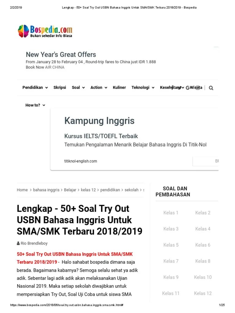 Download soal un bahasa inggris sma 2019 yang dapat di gunakan untuk. Soal Unbk Bahasa Inggris Smk 2019 Pdf Lektur Indo