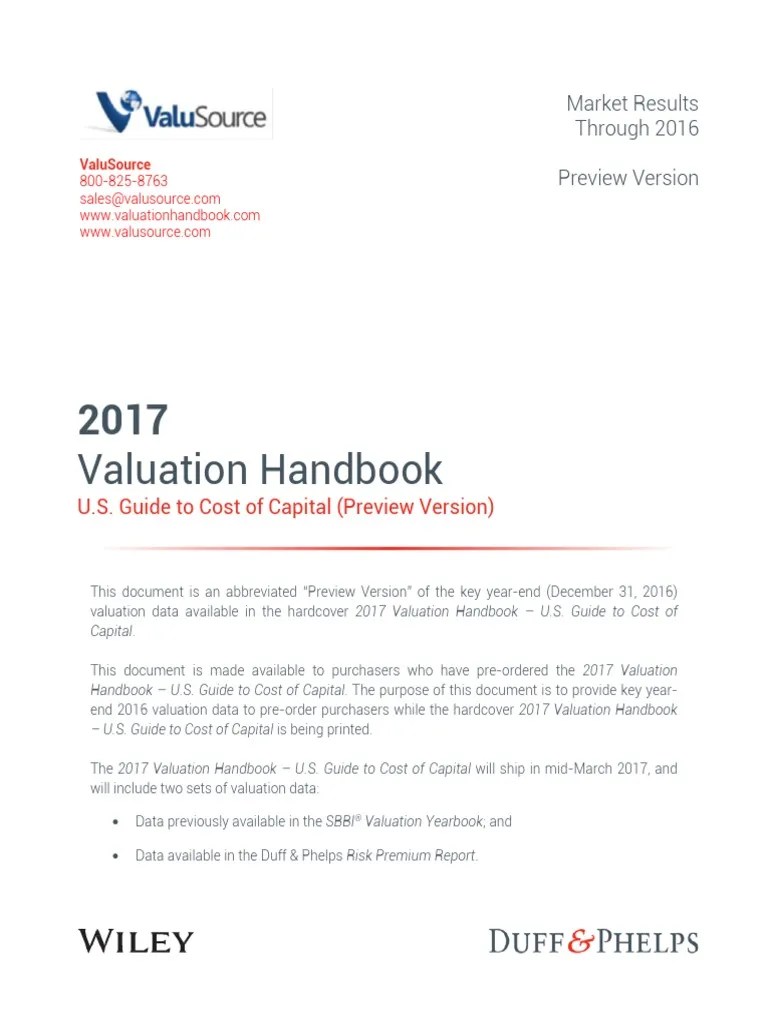 Valuation Handbook | PDF | Cost Of Capital | Yield (Finance)