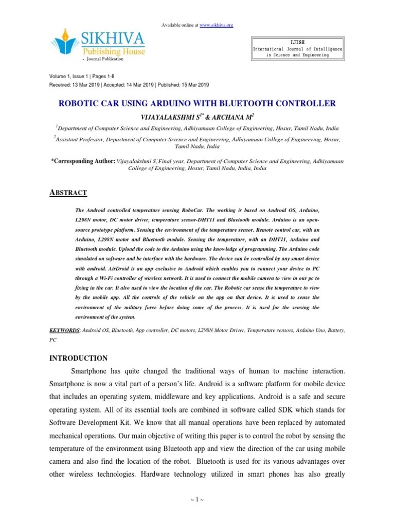 Robotic Car Using Arduino With Bluetooth Controller | PDF | Smartphone ...
