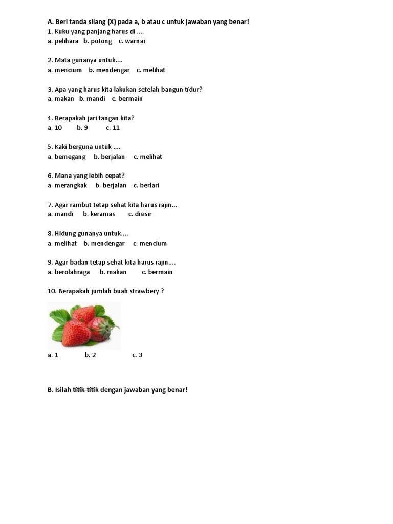Soal Uas Tematik Tema Diriku Kelas 1 SD | PDF
