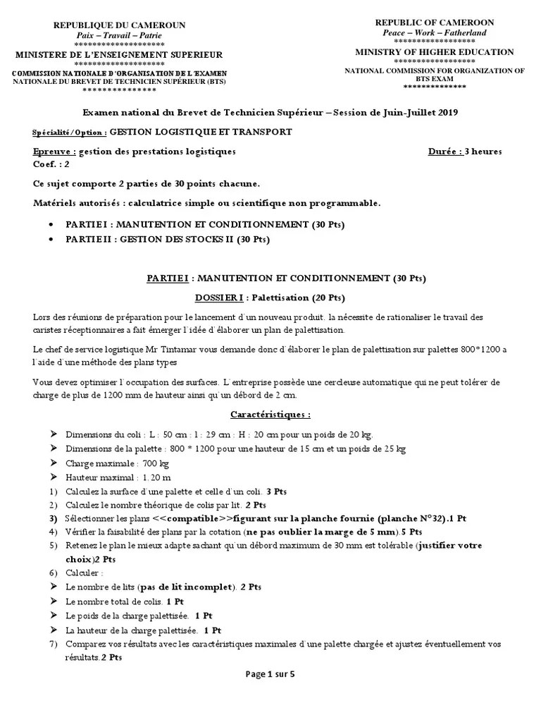 Gestion Des Prestations Logistique 1 | PDF | Palette de manutention |  Inventaire