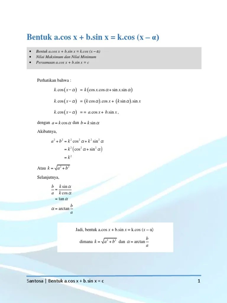 Bentuk Acos X + B Sin X | PDF