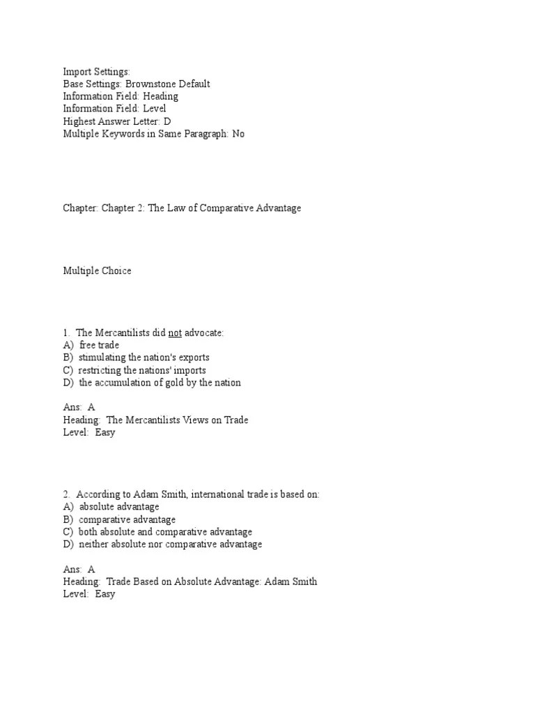 Chapter 2 The Law Of Comparative Advantage | PDF | Comparative ...