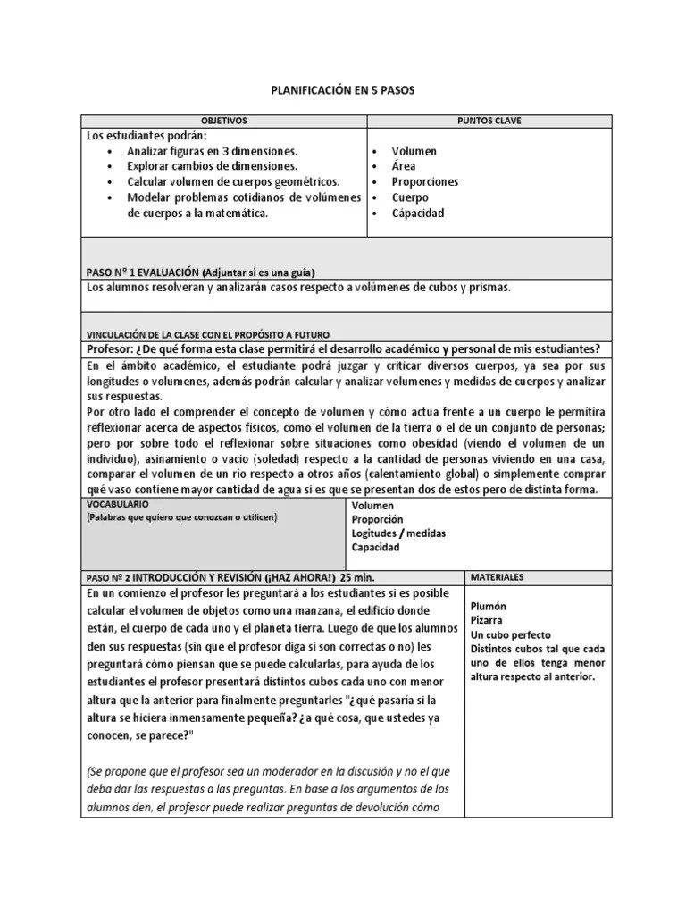 Planificación 5 Pasos 7 Básico | PDF | Volumen | Esfera