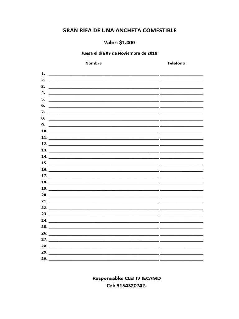 26 de mayo de 2021: Formato De Rifa Alcantarilla Pdf