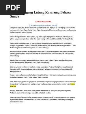 Nu kahiji kakasihna purbararang, nu kadua purbaéndah, nu katilu purbadéwata, nu kaopat purbakanca, nu kalima purbamanik, nu kagenep purbaleuwih, nu katujuh purbasari. Cerita Dongeng Lutung Kasarung Bahasa Sunda Pdf