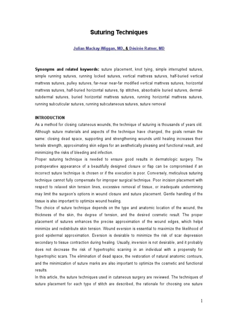 32 - Suturing Technique | Download Free PDF | Surgical Suture | Wound