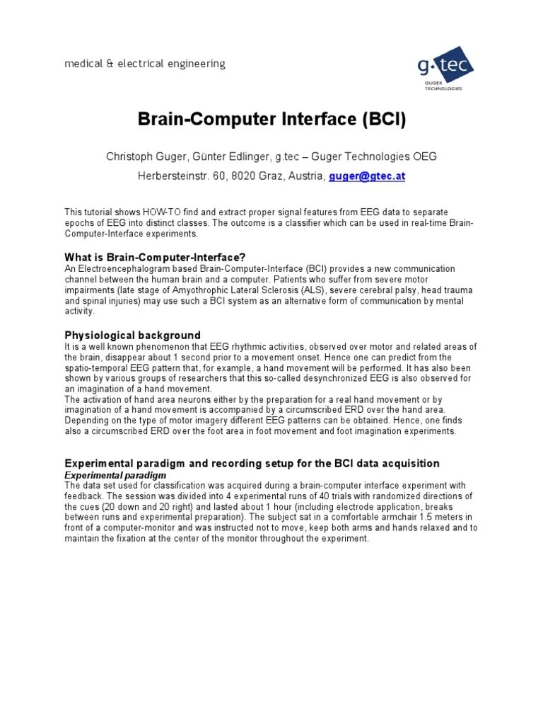 Brain Computer Interface | PDF | Electroencephalography | Neuroscience