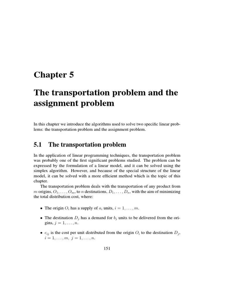 The Transportation Problem And The Assignment Problem | PDF | Linear ...