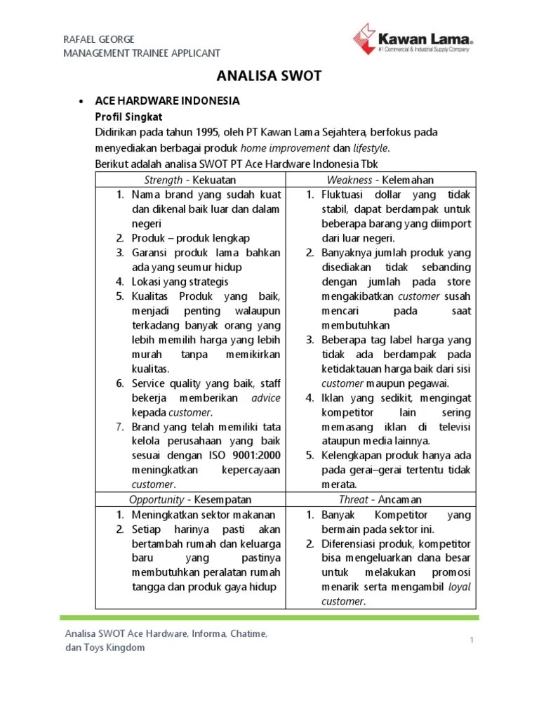 ANALISIS SWOT Kawan Lama Retail Group | PDF
