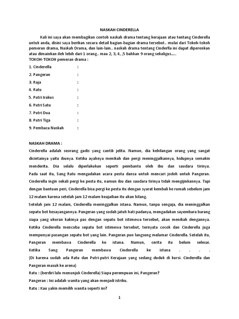 contoh naskah drama monolog 23. Naskah Cinderela