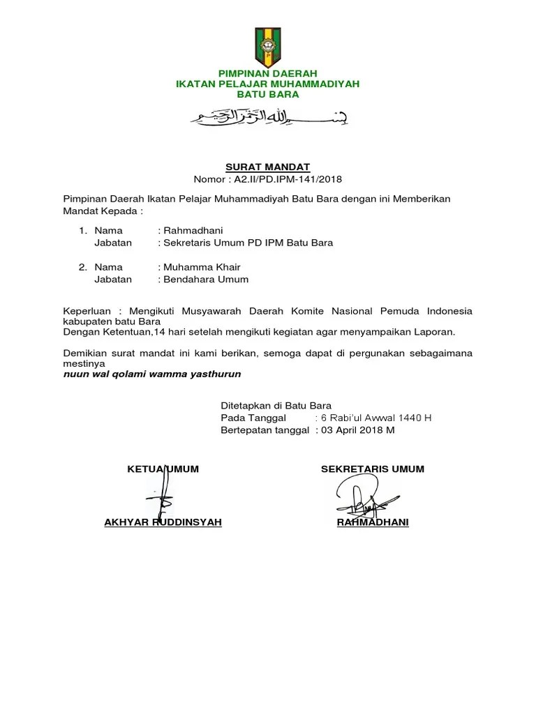 Contoh Surat Mandat Partai Politik Contoh Surat 