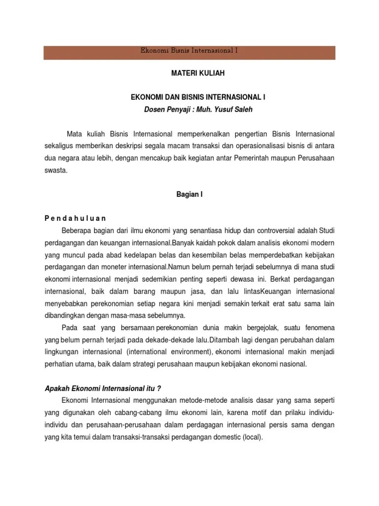 Setelah diberikan materi tentang teori perdagangan internasional (merkantalisme & klasik,. Globalisasi Ekonomi Dan Bisnis Internasional Pdf